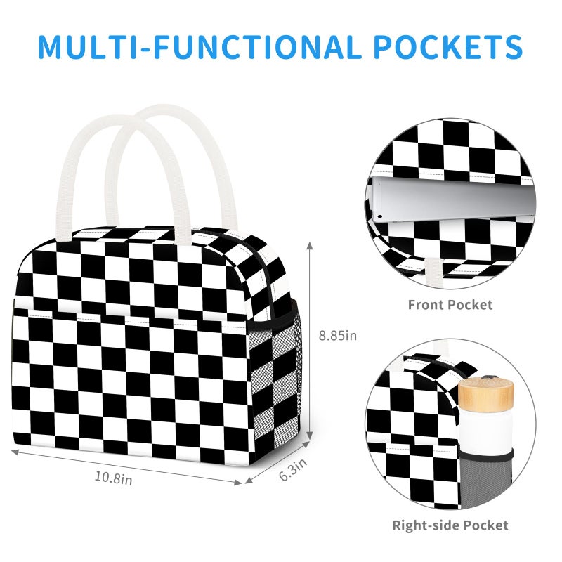 DALINDA Lunch Bag Lunch Box for Women Men Reusable Insulated Lunch Tote Bag Leakproof Thermal Cooler Sack Food Handbags Case High Capacity for Travel Work Picnic Beach- Square - Image 5